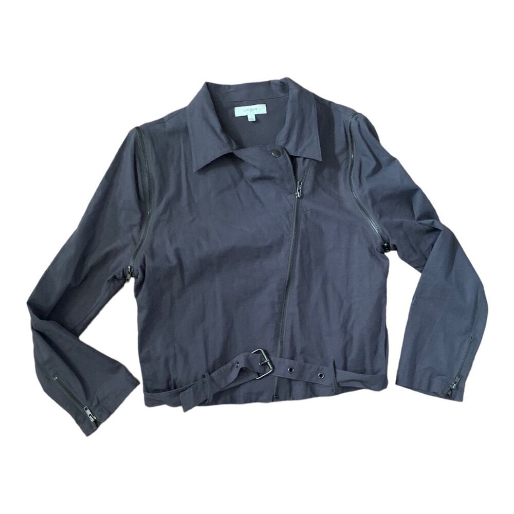Umgee gray jacket vest womans size large removable cute lightweight grey zip